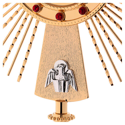 Casted brass monstrance 4 Evangelists red stones 4