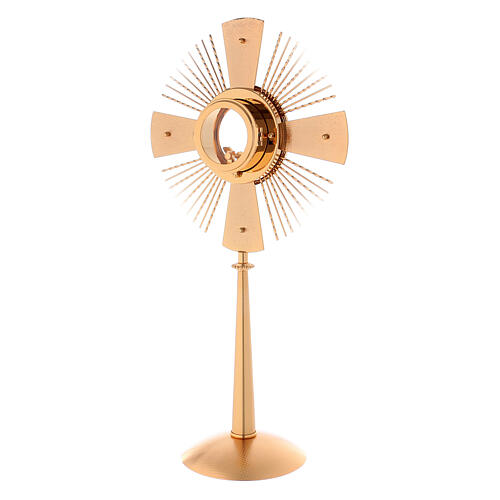 Casted brass monstrance 4 Evangelists red stones 8