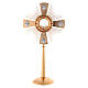 Casted brass monstrance 4 Evangelists red stones s1