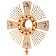 Casted brass monstrance 4 Evangelists red stones s2