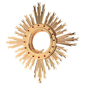 Ostensorio barroco latón hostia magna vitrina 15 cm - baño oro 24 k