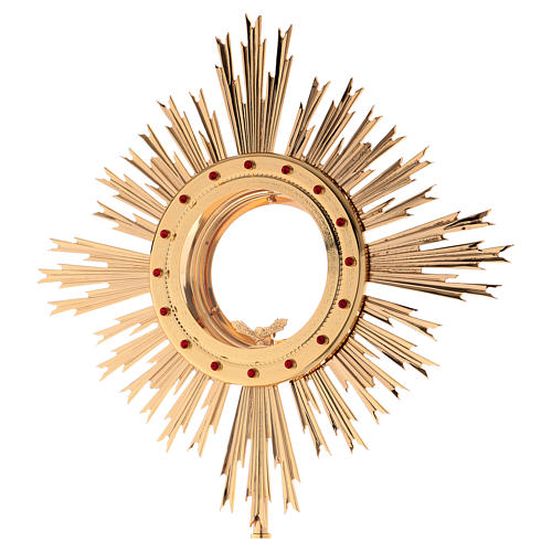 Ostensorio barroco latón hostia magna vitrina 15 cm - baño oro 24 k 2