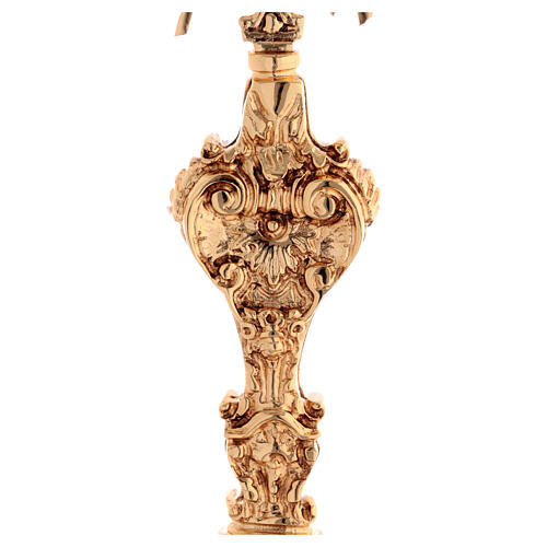 Monstrance in brass, baroque style, golden plated 24k, 9.5 cm diam. case 6