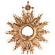 Monstrance in brass, baroque style, golden plated 24k, 9.5 cm diam. case s2