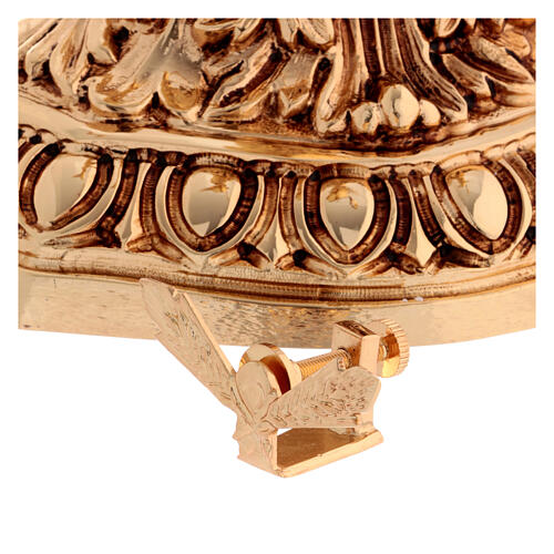 Ostensorio barocco ottone teca diam. 9,5 cm - bagno oro 24 k 11