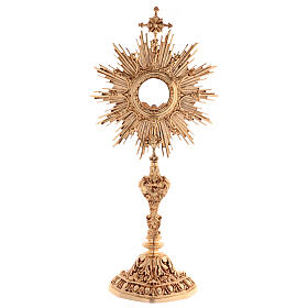 Baroque monstrance with 3 3/4 in window 24-karat gold plated brass