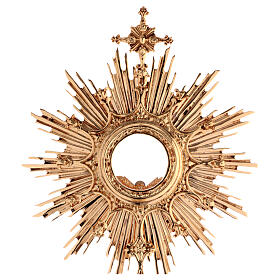 Baroque monstrance with 3 3/4 in window 24-karat gold plated brass