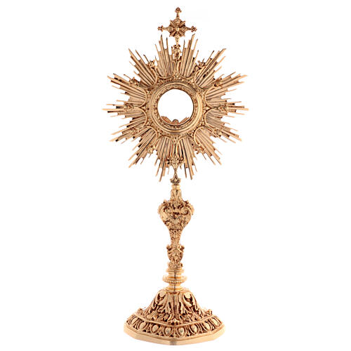 Baroque monstrance with 3 3/4 in window 24-karat gold plated brass 1