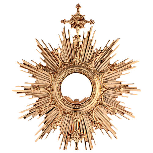 Baroque monstrance with 3 3/4 in window 24-karat gold plated brass 2