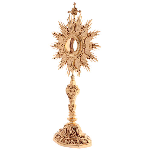 Baroque monstrance with 3 3/4 in window 24-karat gold plated brass 3