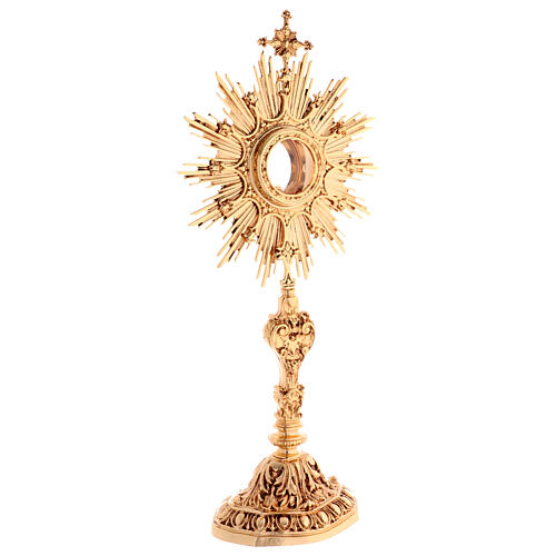 Baroque monstrance with 3 3/4 in window 24-karat gold plated brass 5