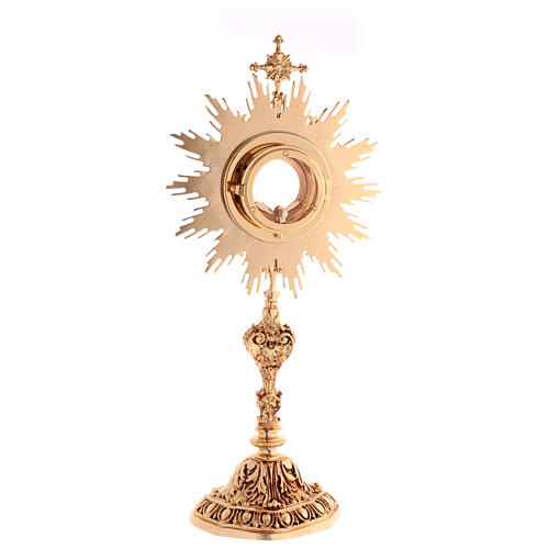 Baroque monstrance with 3 3/4 in window 24-karat gold plated brass 8