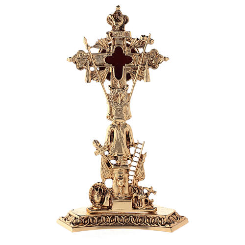 Reliquiar Kreuz Form vergoldeten Messing 23cm 1