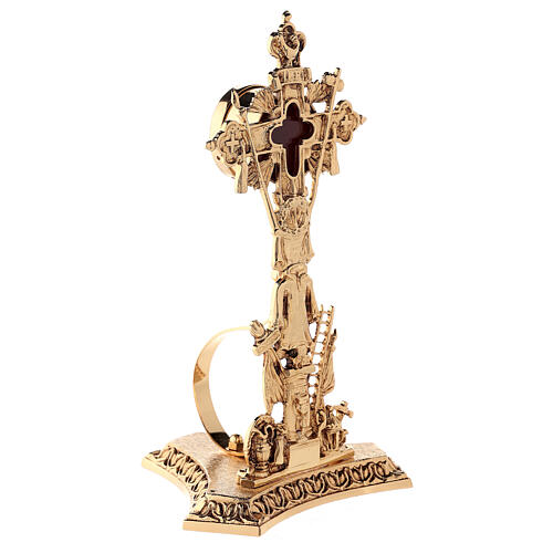Reliquiar Kreuz Form vergoldeten Messing 23cm 3
