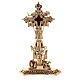 Reliquiar Kreuz Form vergoldeten Messing 23cm s1