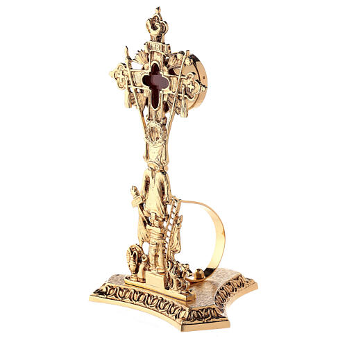 Reliquary in brass 23 cm, golden plated 2