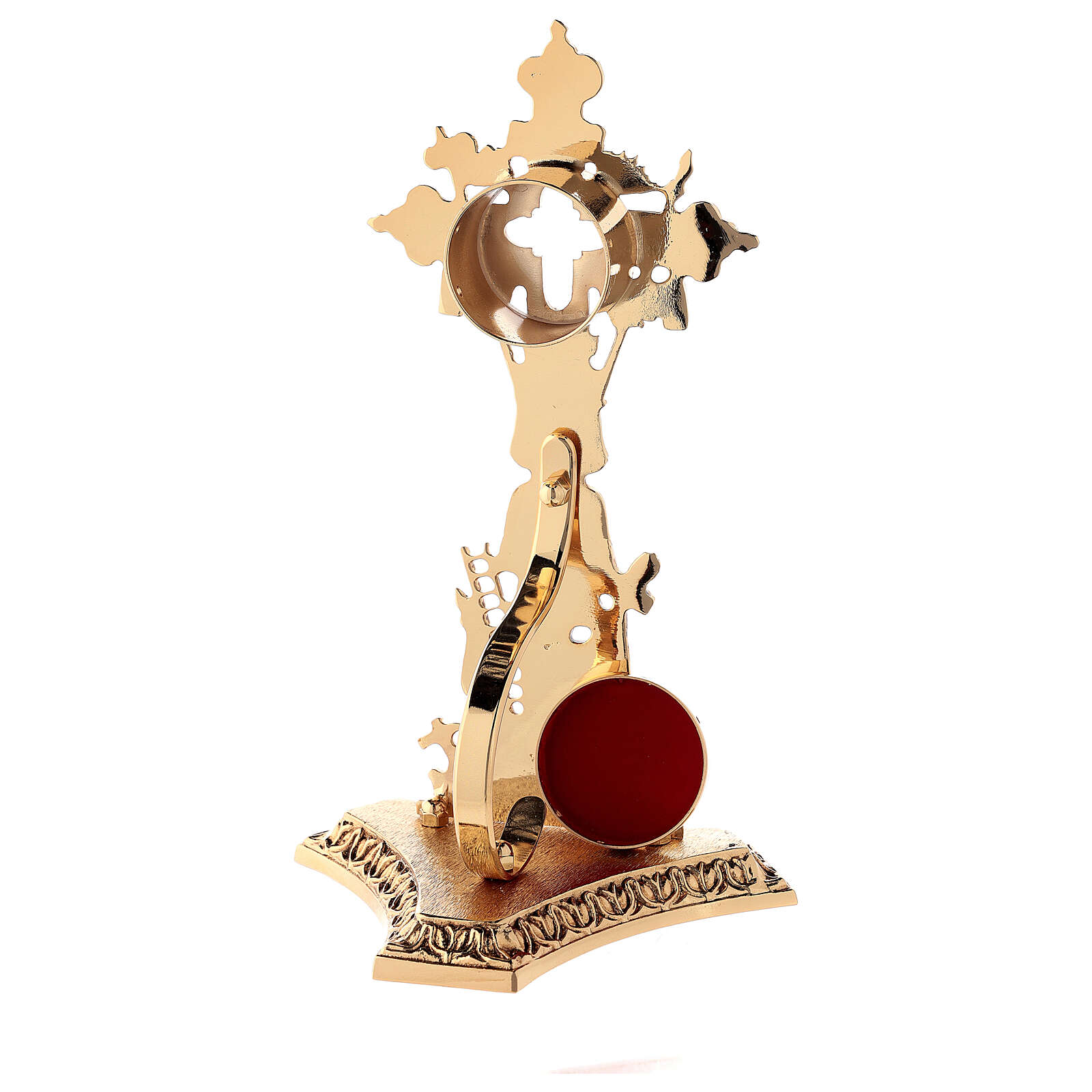 Reliquary in brass 23 cm, golden plated