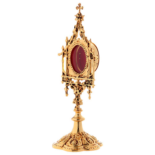 Reliquary in brass, baroque style 23.5 cm, golden plated 24k 3