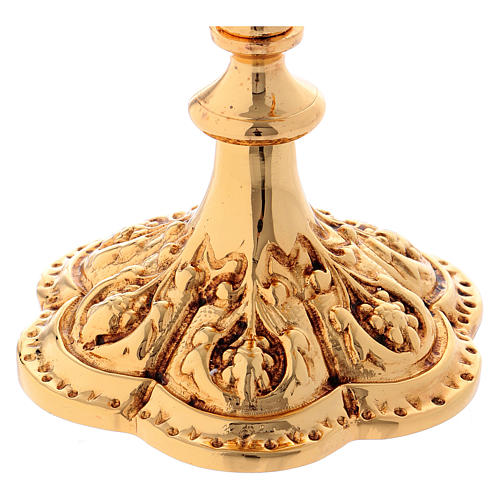 Reliquary in brass, baroque style 23.5 cm, golden plated 24k 4