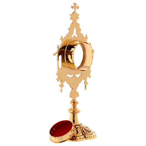 Reliquary in brass, baroque style 23.5 cm, golden plated 24k 7