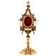 Reliquary in brass, baroque style 23.5 cm, golden plated 24k s1