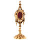 Reliquary in brass, baroque style 23.5 cm, golden plated 24k s5