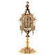 Reliquary in brass, baroque style 23.5 cm, golden plated 24k s6