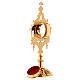 Reliquary in brass, baroque style 23.5 cm, golden plated 24k s7