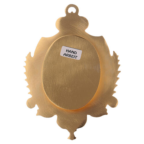 Wall-mounted reliquary in gold plated brass and zircons h 5 1/2 in 3