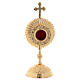Reliquary in golden brass with round base and cross s1