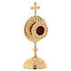 Reliquary in golden brass with round base and cross s3