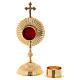 Reliquary in golden brass with round base and cross s4