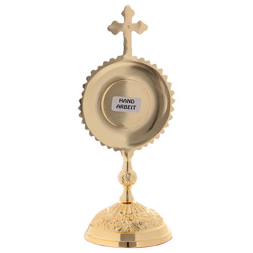 Round base brass reliquary with cross on the top 5