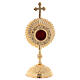 Round base brass reliquary with cross on the top s1
