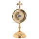 Round base brass reliquary with cross on the top s5