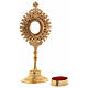 Golden plated brass reliquary with white decorative gemstones s4