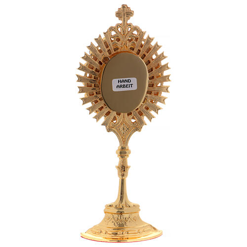 Gold plated brass reliquary with white synthetic stones 5