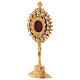 Gold plated brass reliquary with white synthetic stones s3
