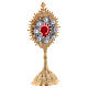 Gold plated brass reliquary white synthetic stones h 5 1/2 in s4