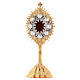 Gold plated reliquary with white stones h 14 cm s1