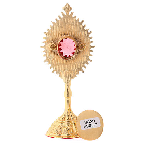 Reliquario ottone dorato e pietre bianche h 14 cm 4