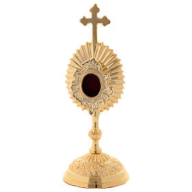 Decorated reliquary, gold plated brass 17 cm