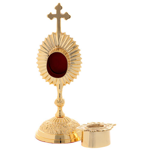 Decorated reliquary, gold plated brass 17 cm 3