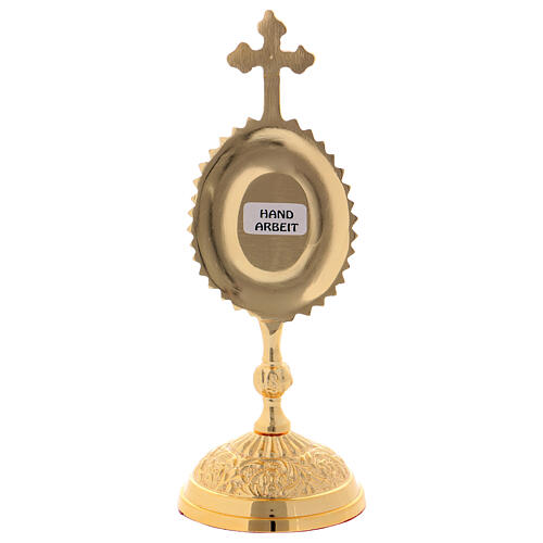 Relicário decorado com cruz latão dourado 17 cm 4