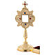 Gold plated brass reliquary with coloured stones and square relic box s3