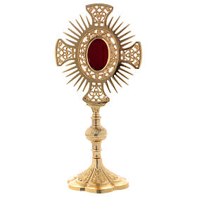 Classic reliquary with decorations, gold plated brass 29 cm