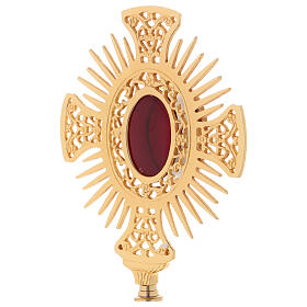 Classic reliquary with decorations, gold plated brass 29 cm