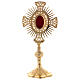 Classic reliquary with decorations, gold plated brass 29 cm s1
