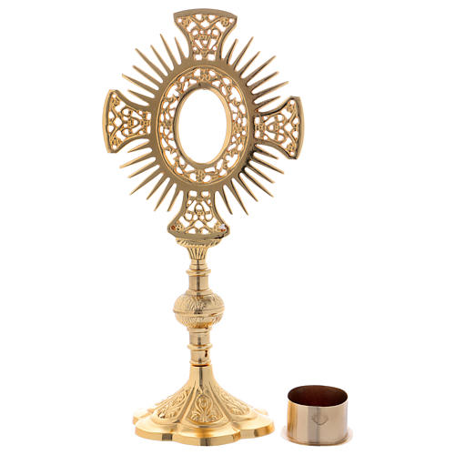 Reliquiario stile classico con decorazioni ottone dorato 29 cm 3