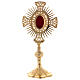 Classic reliquary with decorations in gold plated brass 11 1/4 in s1